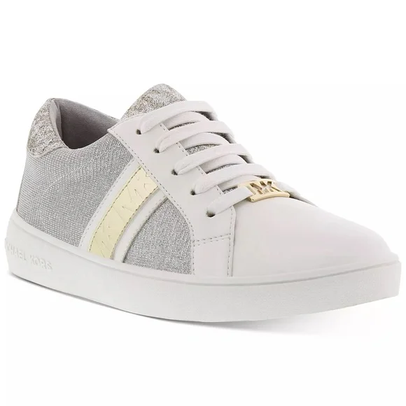 Michael Kors Toddler Girls Jem Square Sneakers in Silver-Gold Size 6 - Picture 2 of 16